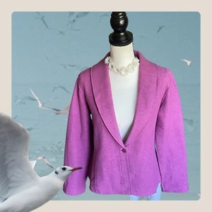 Eileen Fisher WOMENS S Boiled Wool One Button Unconstructed Jacket Purple Lilac - Picture 1 of 9