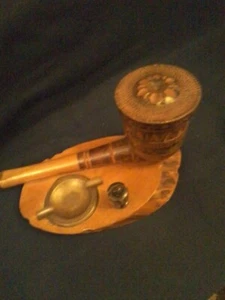 Vintage/Antique Pipe Shaped Tobacco Jar , Ashtray And Matchbook Holder. - Picture 1 of 4
