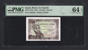 Spain  One Pesetas 1945 P128a Uncirculated Grade 64 - Picture 1 of 2