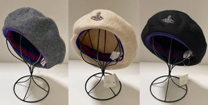 check description chose color Vivienne Westwood Beret hat Beige wool embroidery - Picture 1 of 17