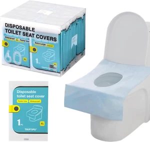 Toilet Seat Covers Disposable Travel Pack 60 Count|Faster Use-Sticker Free|Water - Picture 1 of 12