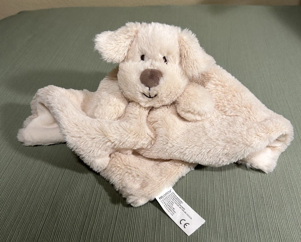 KELLYTOY БЕЖЕВЫЙ коричневый нос плюшевая собака милый погремушка K LUXE BABY 14» Baby BLANKIE - Изображение 1 из 4