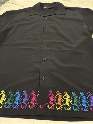 VTG Grateful Dead Dragonfly Shirt Men’s M Dancing Skeletons Rainbow Black - Image 1 of 4