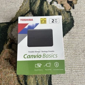 Toshiba Canvio Basics 2TB Portable External Hard Drive Black - New in Box - Afbeelding 1 van 6
