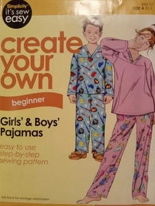 Kids Pajamas Sewing Pattern Child Kids 2 Piece Pajamas Set Sewing Pattern - Picture 1 of 2