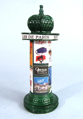 Quiosco de París Miniatura Metal Réplica Morris Columna Souvenir Edificio Francia Foto 1 de 4