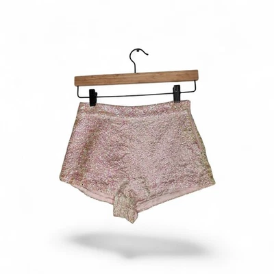 Topshop Petite Sequin Hot Pants Shorts in Pink Size 2 - Image 1 of 4