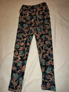 LuLaRoe Leggings Kids S/M NWOT Black Gray Dots Flowers Soft NEW OS - Picture 1 of 3