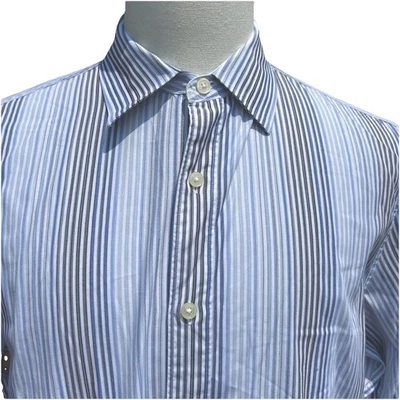 Camisa Michael Kors Para Hombre L Azul Blanco Negro Rayas Manga Larga Regreso a Casa Foto 1 de 4