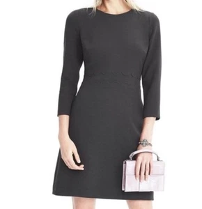 NWT Banana Republic Sheath Ponte Dress Scalloped Waist Black Minimalist Size 8 - Picture 1 of 6