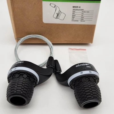 Microshift MS25 3x6 (6 velocidades) MTB Bicicleta Twist Shifter Set con cables se adapta a Shimano Foto 1 de 2