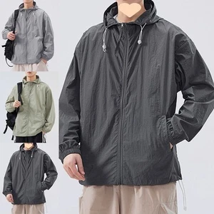 Casual Men's Ice Silk Hooded Coat Breathable and Lightweight for Outdoor Fun - Picture 1 of 30