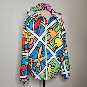 RARE Members Only X KEITH HARING Colorful Pop Art Windbreaker Jacket Mens Small - Picture 1 of 7