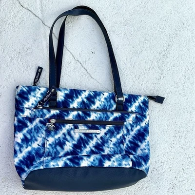 Lily Bloom Kelsey Tote Tie Dye Blue Handbag Purse Shoulder Bag - Image 1 of 4