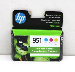 HP 951 Kolorowe 3-pak wkłady atramentowe ORYGINALNE NOWE Exp AUG/2026. - Zdjęcie 1 z 2