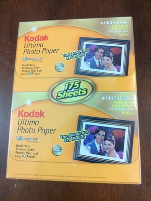 NEW Kodak Ultima High Gloss Photo Paper Borderless 4 x 6" 175 Sheets Sealed - Image 1 of 4