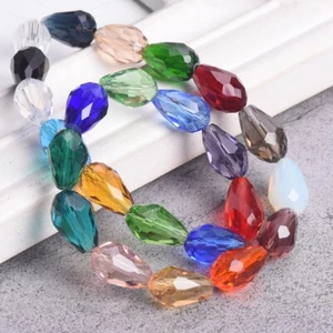 Teardrop 5x3mm 7x5mm 12x8mm 15x10mm 18x12mm Faceted Crystal Glass Loose Beads - Picture 1 of 36