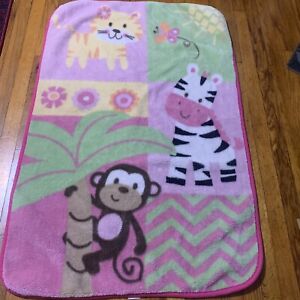 Garanimals Monkey Zebra Tiger hJungle Animals Baby Girl Blanket