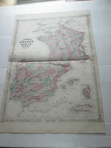 (1) 1863 KARTE "FRANKREICH SPANIEN PORTUGAL" 1866 JOHNSON'S FAMILY ATLAS - Bild 1 von 11