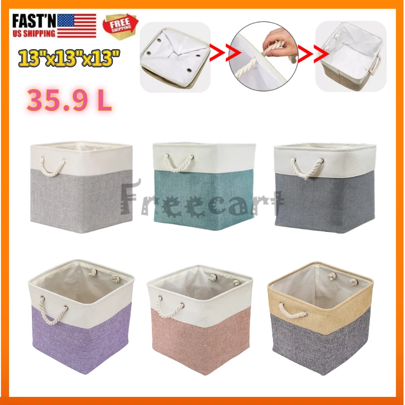 Foldable Storage Cube Basket Bin Cloth Baskets Shelves Cubby Organizers 13×13×13 - Image 1 of 4