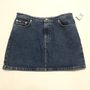 NWT Tommy Hilfiger 9 JRS Denim Mini Skirt Frayed Waist Straight Blue Jean 14.5L - Picture 1 of 8