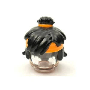 LEGO - Minifig, Hair Tousled, Top Knot Bun with Orange Bandana Headband - Picture 1 of 1