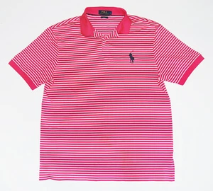Polo Ralph Lauren Para Hombres Grande Rosa Blanco Rayas Big Pony Inteligente Ajuste Profesional Golf - Imagen 1 de 4