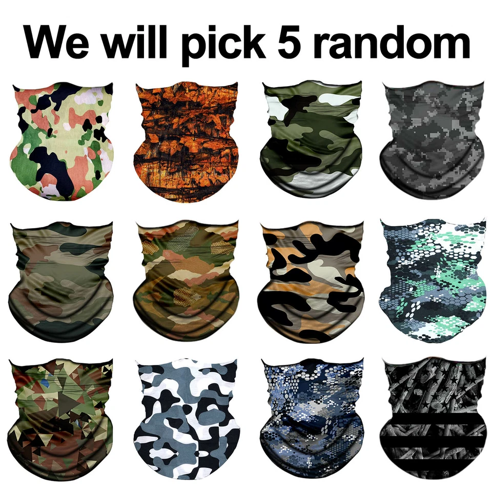 Balaclava Face Mask 5 pack Bandana Scarf Neck Gaiter Reusable UV Lot $6.25 - Image 1 of 4