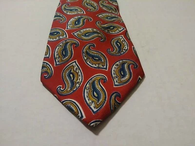 Terenzi Moda Red Geometric Neck Tie 100% Silk Made in USA - Image 1 of 4