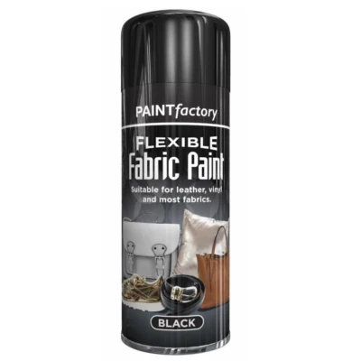 Black Fabric Aerosol Spray Paint All-Purpose Flexible Wood Metal Spray 200ml - Image 1 of 3