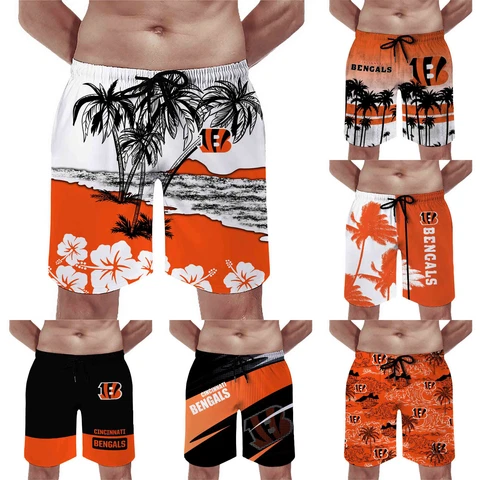 Cincinnati Bengals Men's Beach Swim Trunks Quick Dry Loose Workout Board Shorts Cover