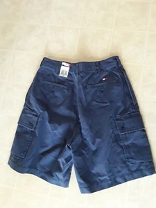 Vintage Tommy Hilfiger Herren Marine Cargo Flatfront Baumwolle Shorts Gr. 30 NEU - Bild 1 von 3