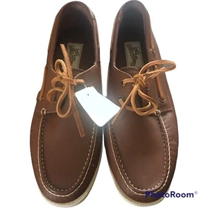 Vintage NWT Levis Brown Leather Deck Boat Docksiders shoes Size Mens 10M 10 - Picture 1 of 7