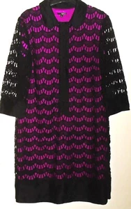 NW3 Hobbs Keats Crochet Dress purple black cotton mix layered shift Size 10 vgc - Picture 1 of 6