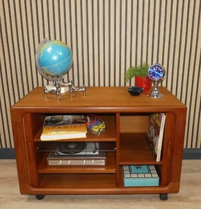 60er Jahre Dyrlund Teak Hifi-Sideboard +Rollen danish design mid century Tambour - Bild 1 von 12