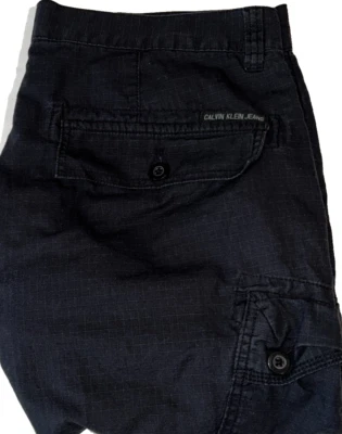 Calvin Klein Jeans Men's Black Cargo Shorts 38" Waist Cotton, Pocket Flaps - Image 1 of 4