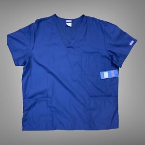  Cherokee Workwear Scrubs Unisex 3 Pocket Top 4876 Size Large Navy Blue