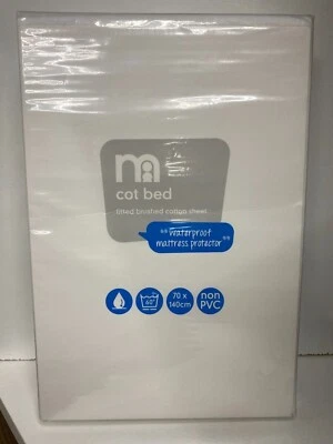 MOTHERCARE COT BED FITTED BRUSHED SHEET WATERPROOF MATTRESS PROTECTOR 70x140cm - Image 1 of 2