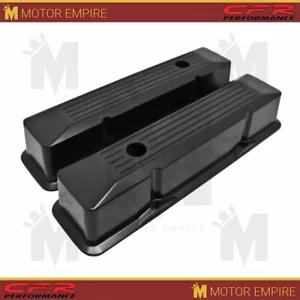 For 58-86 Chevy Small Block Tall Black Al. Recessed Valve Covers Ball Milled - Foto 1 di 2