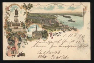 AK Litho Rüdesheim Kapelle Denkmal Ansicht gel.1897 - Bild 1 von 2
