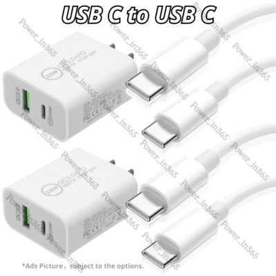 USB C Fast Charger Cord PD QC Power Adapter Cube 20W For Android Samsung Google - Image 1 of 4