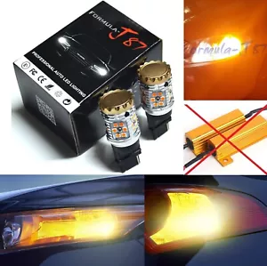 Canbus Error Free LED Light 3156 Amber Two Bulbs Front Turn Signal Replace Lamp - Picture 1 of 12