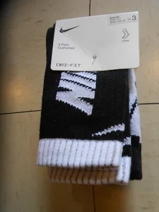 NIP KIDS UNISEX NIKE BLACK & WHITE CREW SOCKS SIZE XS - Picture 1 of 6