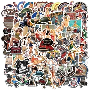 ⭐100 Stück Mini Sexy Pinup Retro Girls / Car / Bike Style Sticker Aufkleber - Bild 1 von 6