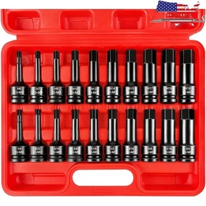 1/2 Drive Master Impact Hex Bit Socket Set 20 Pieces SAE Metric Tools Carry Case - Picture 1 of 10