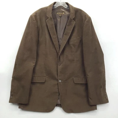 Pronto Uomo Blue Blazer Mens 2XLT Brown Corduroy Two Button Elbow Patches Lined - Image 1 of 4