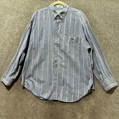 Vintage World Island Mens XL Button Down Shirt Long Sleeve Striped Cotton Casual - Image 1 of 4