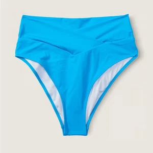 Victorias Secret Bikini Bottom Womens Small V Crossover High Waisted Blue NWT - Picture 1 of 10