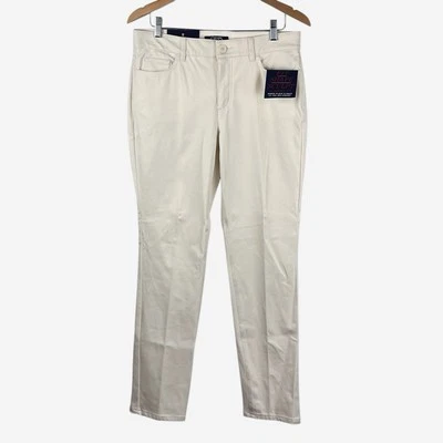 Pantalones Chaps para mujer talla 10 (32x31) ajuste adelgazante forma esculpido beige elástico NUEVO Foto 1 de 4