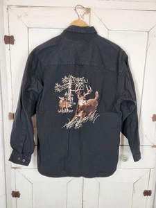 Legendary Whitetails Black Shirt Jacket w/ Deer Embroidery Mens Lg - Picture 1 of 4